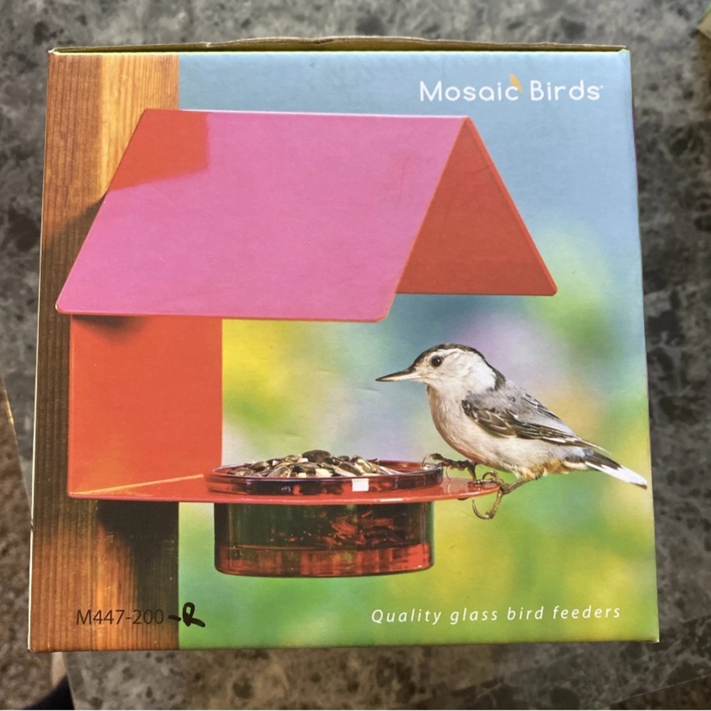 Mosaic Birds Cottage Bird Feeder, Red Color, New in Box